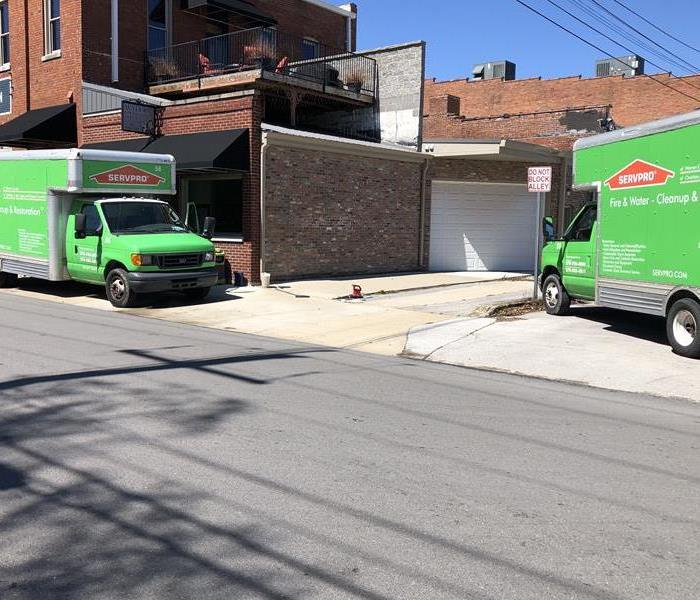 Image of SERVPRO vehicles parked at location