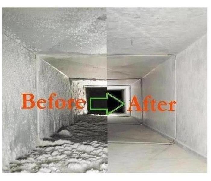 A before and after picture of dirty air ducts